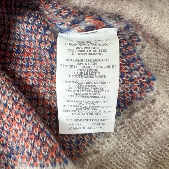 NWT J. Crew Brushed Wool/Mohair Blend Crewneck Plaid Sweater, Blue/Cream, XS - Picture 6 of 7